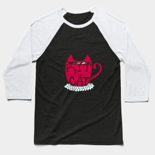 Kitty Cat - Tea Lover Lettering Art - Visual Pun - Mug - Red and Light Green Baseball T-Shirt